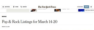 Pop & Rock Listings for March 14-20 - NYTimes.com