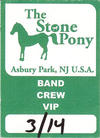 3/14/2014 Asbury Park, NJ Stone Pony Back Stage Pass