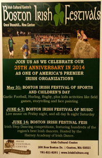 6/6/2014 Boston Irish Festival Canton, MA Poster